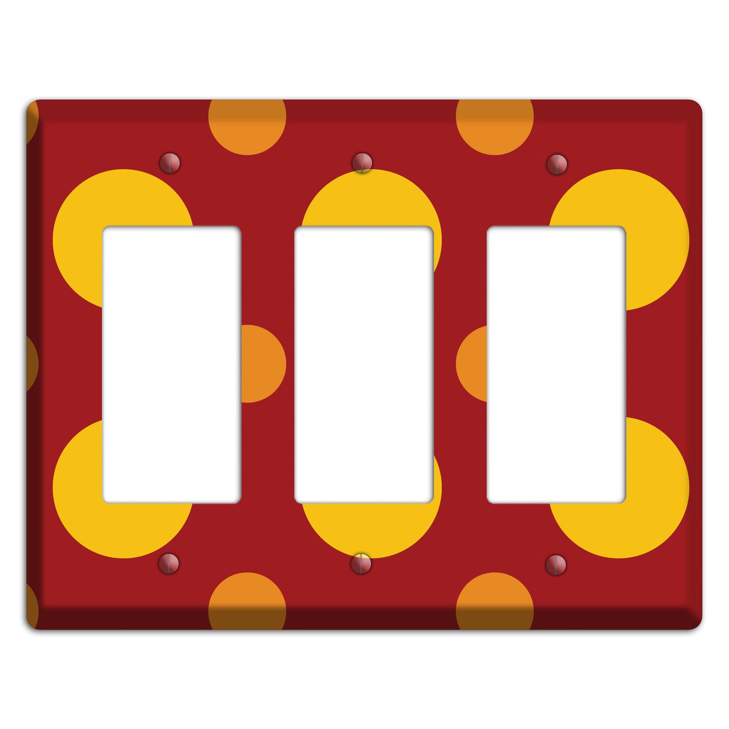 Red with Multi Orange Multi Medium Polka Dots 3 Rocker Wallplate