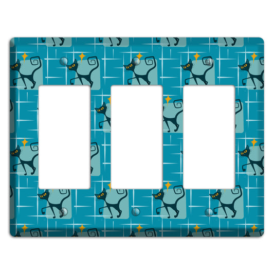 Teal Kitties 3 Rocker Wallplate