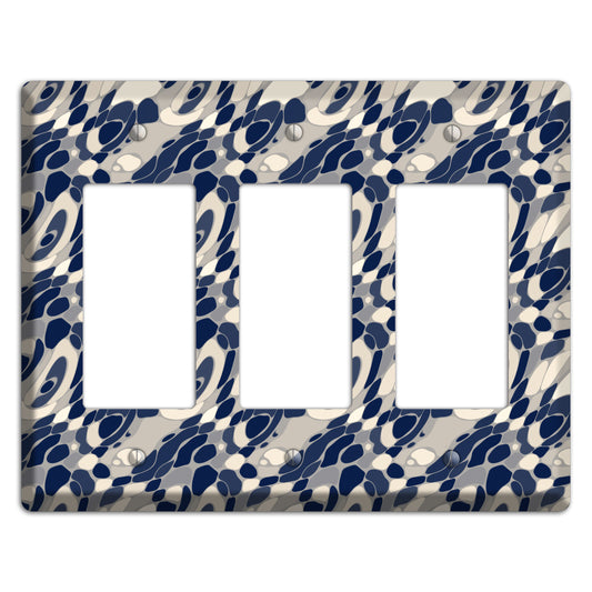 Blue and Beige Large Abstract 3 Rocker Wallplate