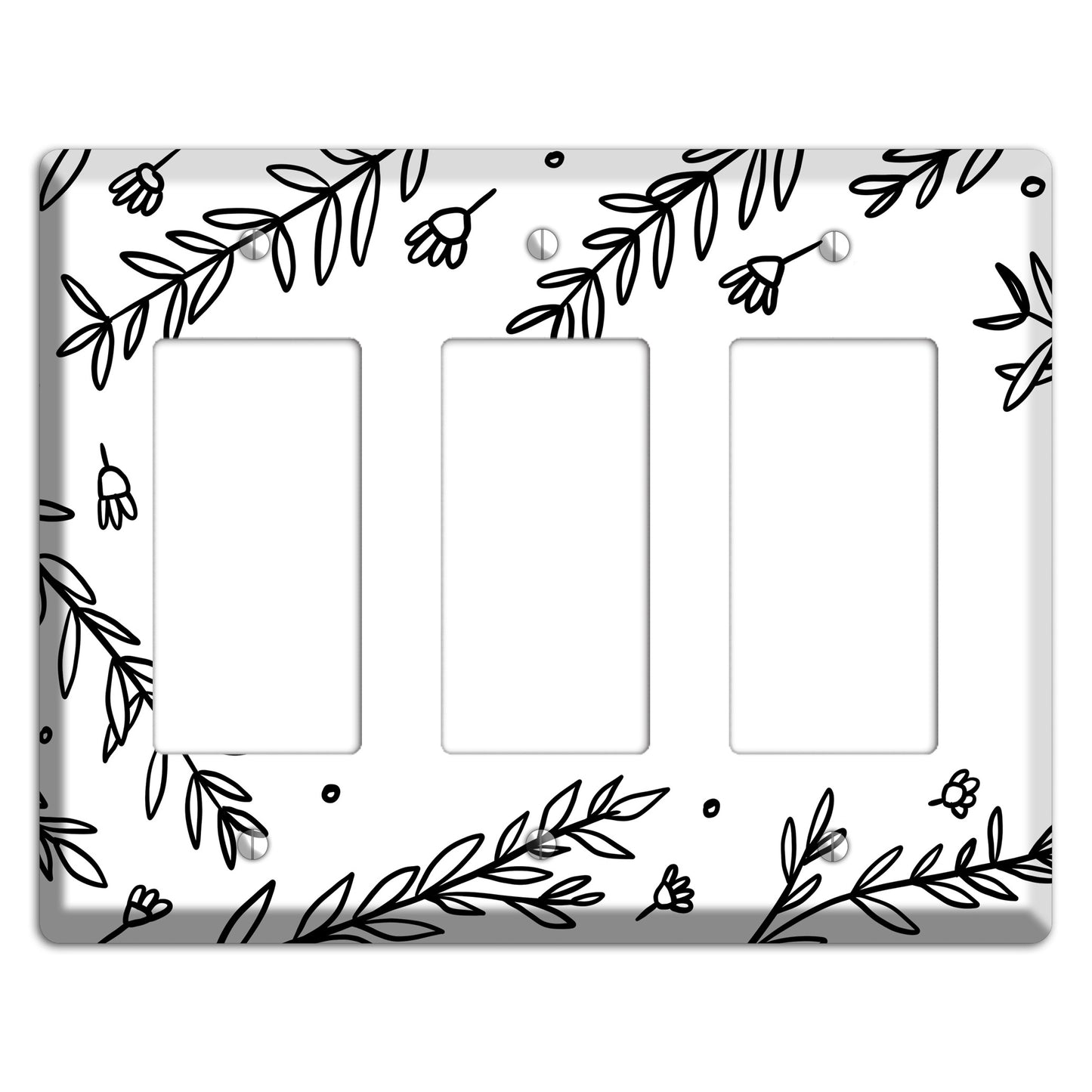 Hand-Drawn Floral 37 3 Rocker Wallplate