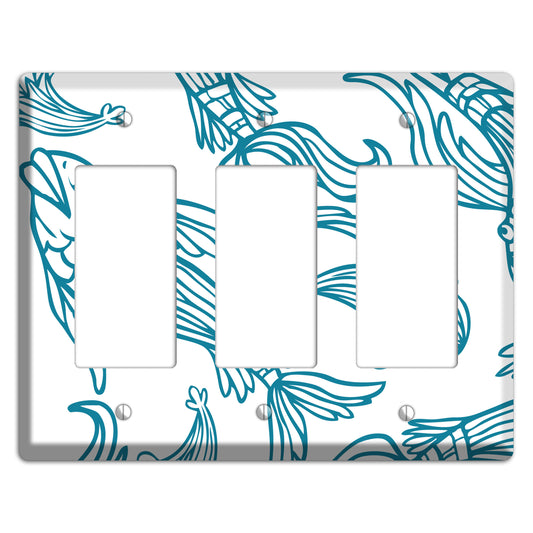 Teal and White Koi 3 Rocker Wallplate