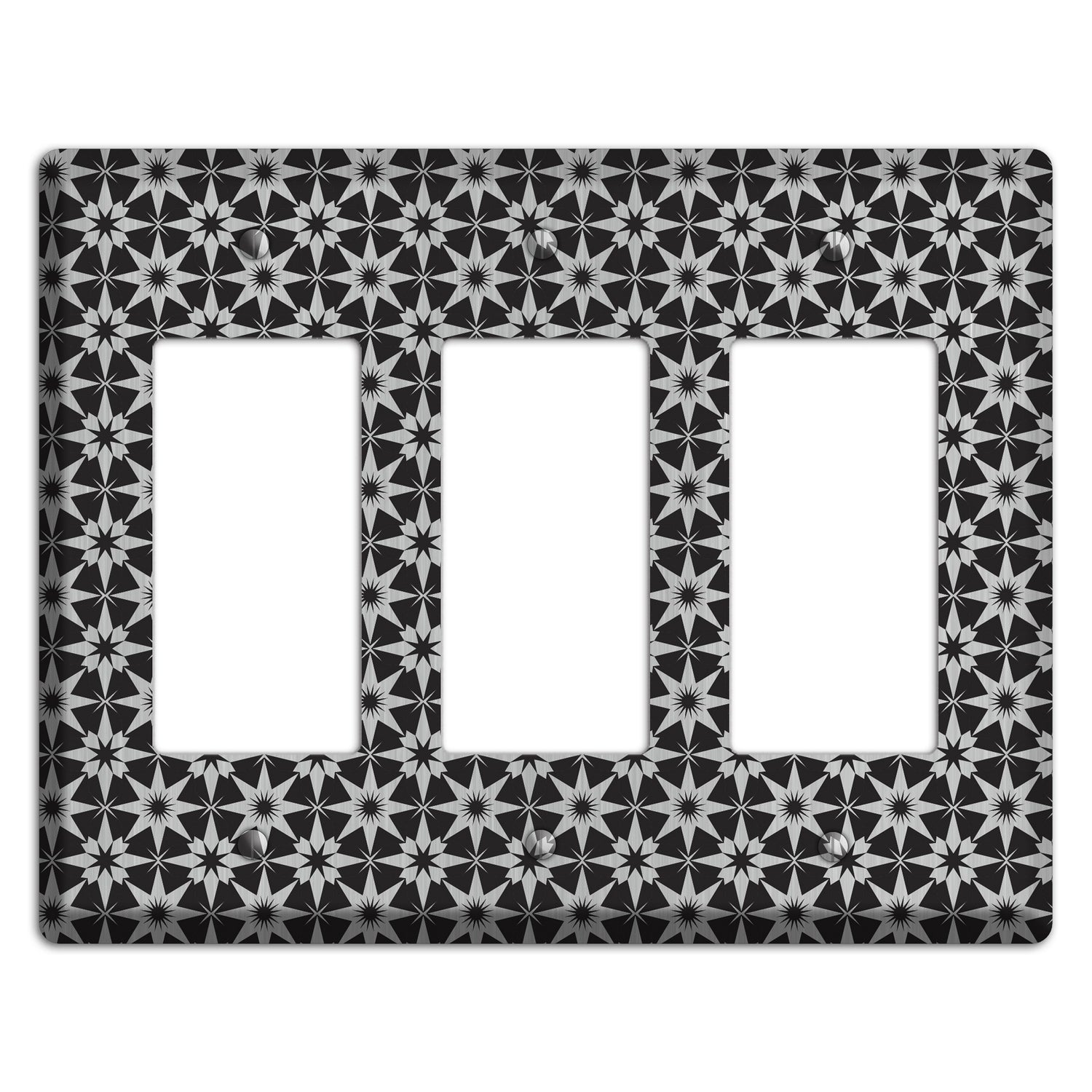 Black with Stainless Foulard 3 Rocker Wallplate