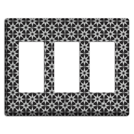 Black with Stainless Foulard 3 Rocker Wallplate