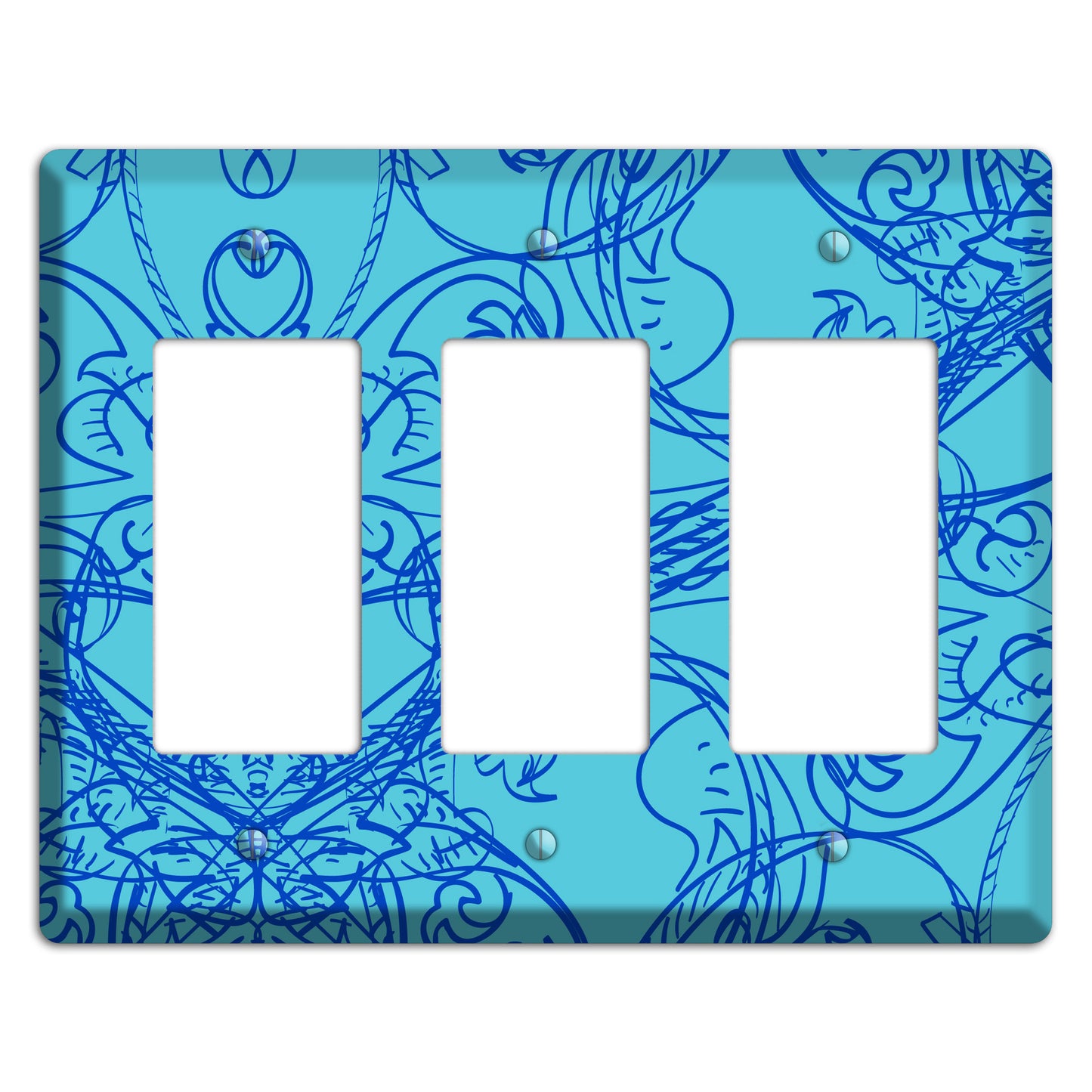 Turquoise Deco Sketch 3 Rocker Wallplate