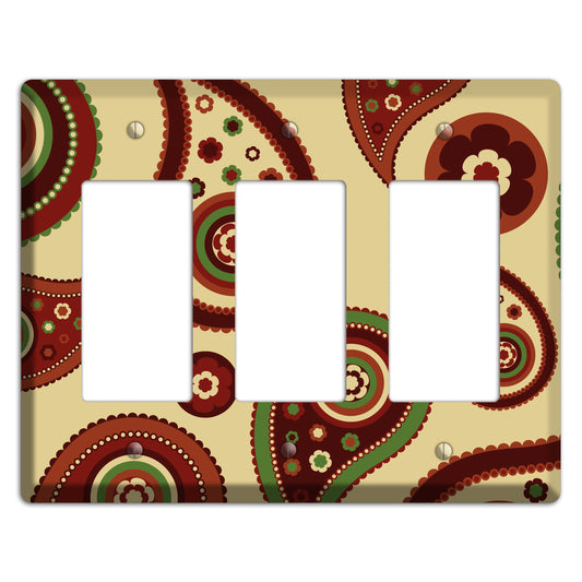 Beige Paisley 3 Rocker Wallplate