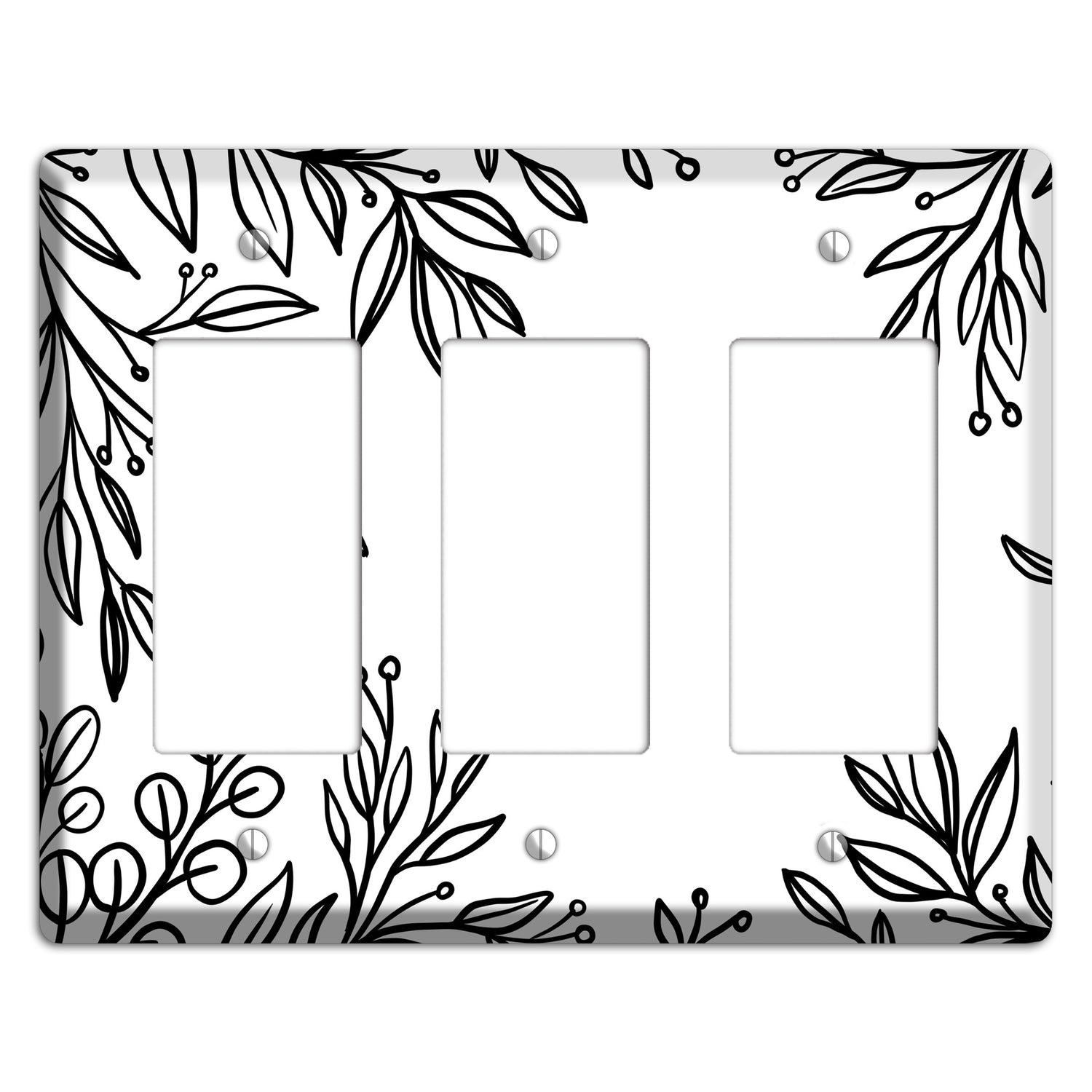 Hand-Drawn Floral 1 3 Rocker Wallplate