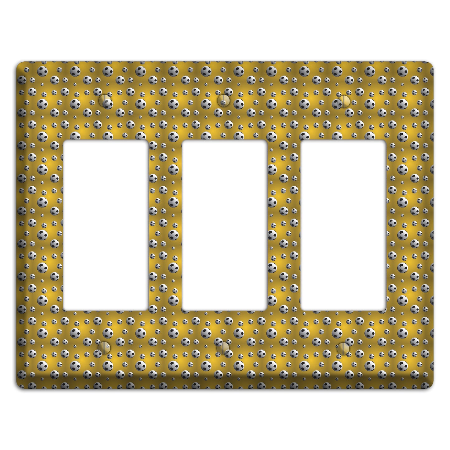 Yellow with Soccer Balls 3 Rocker Wallplate