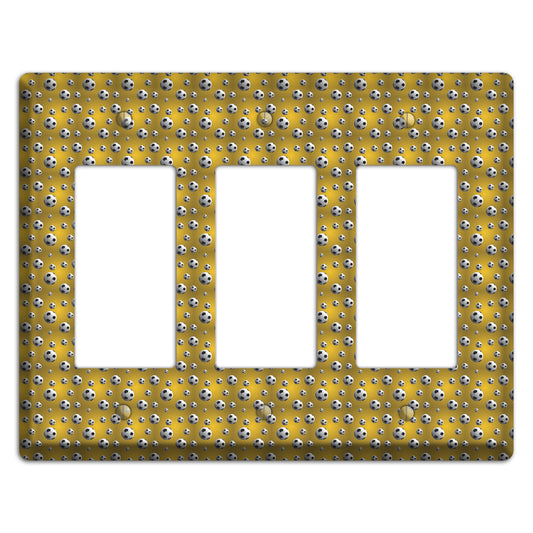 Yellow with Soccer Balls 3 Rocker Wallplate