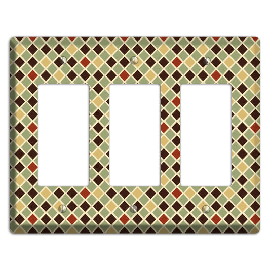 Olive Mustard Maroon Diamonds 3 Rocker Wallplate