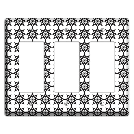 White with Black Arabesque Aster 3 Rocker Wallplate