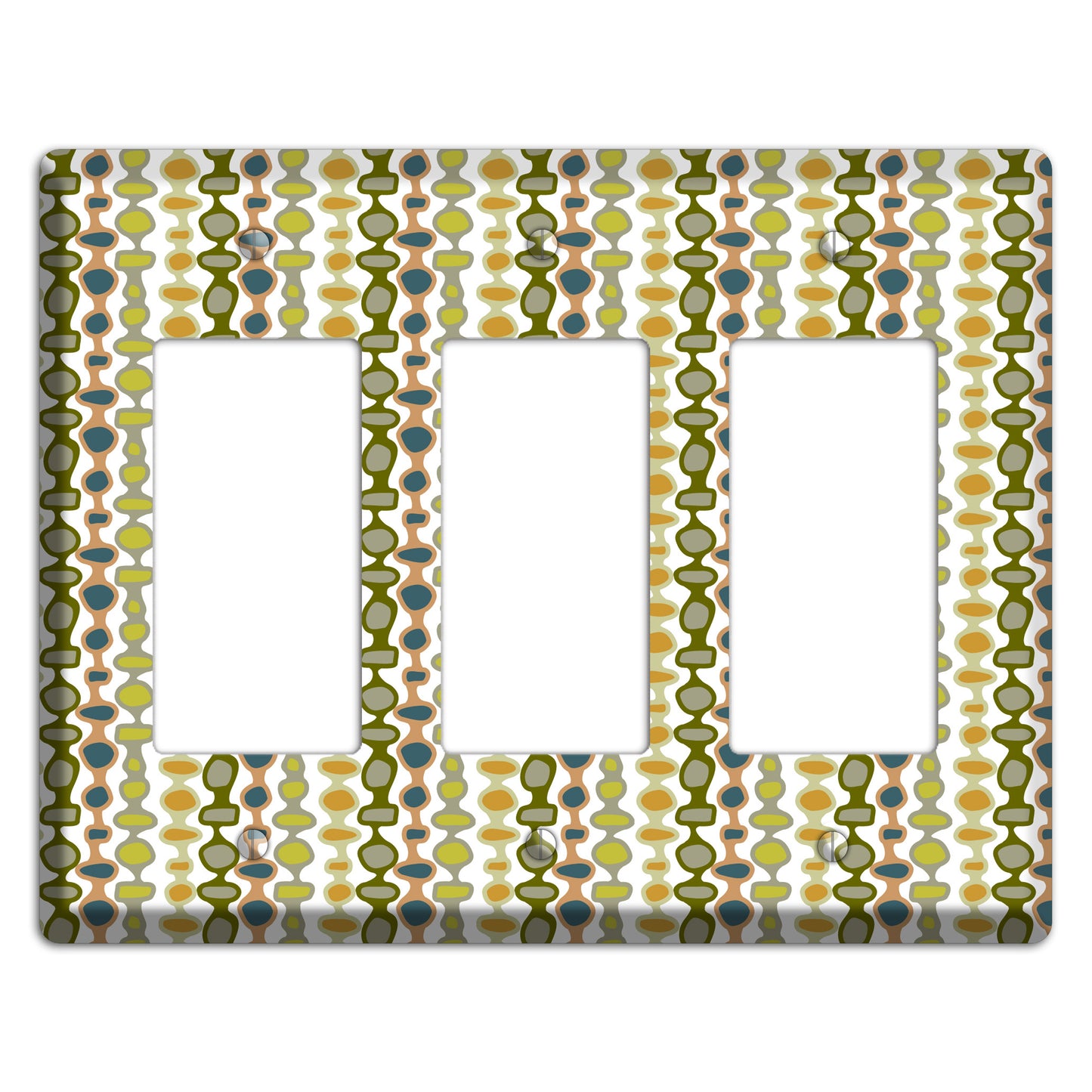 Multi Olive and Mustard Bead and Reel 3 Rocker Wallplate