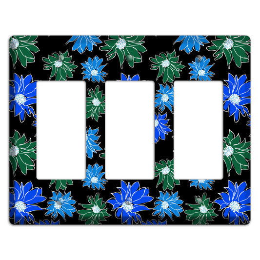 Blue and Green Flowers 3 Rocker Wallplate