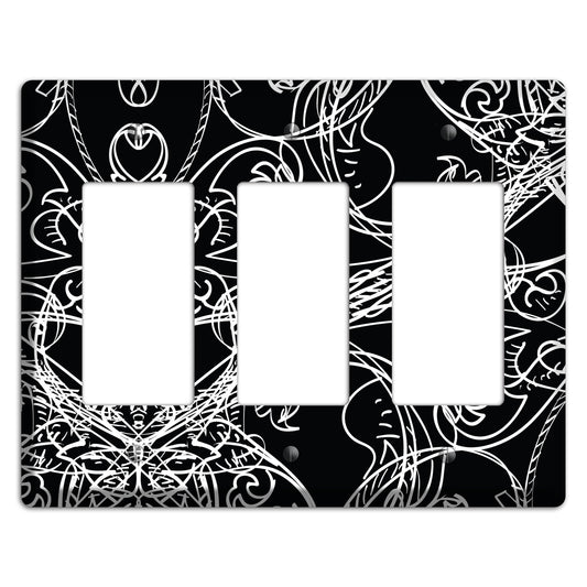 Black Deco Sketch 3 Rocker Wallplate