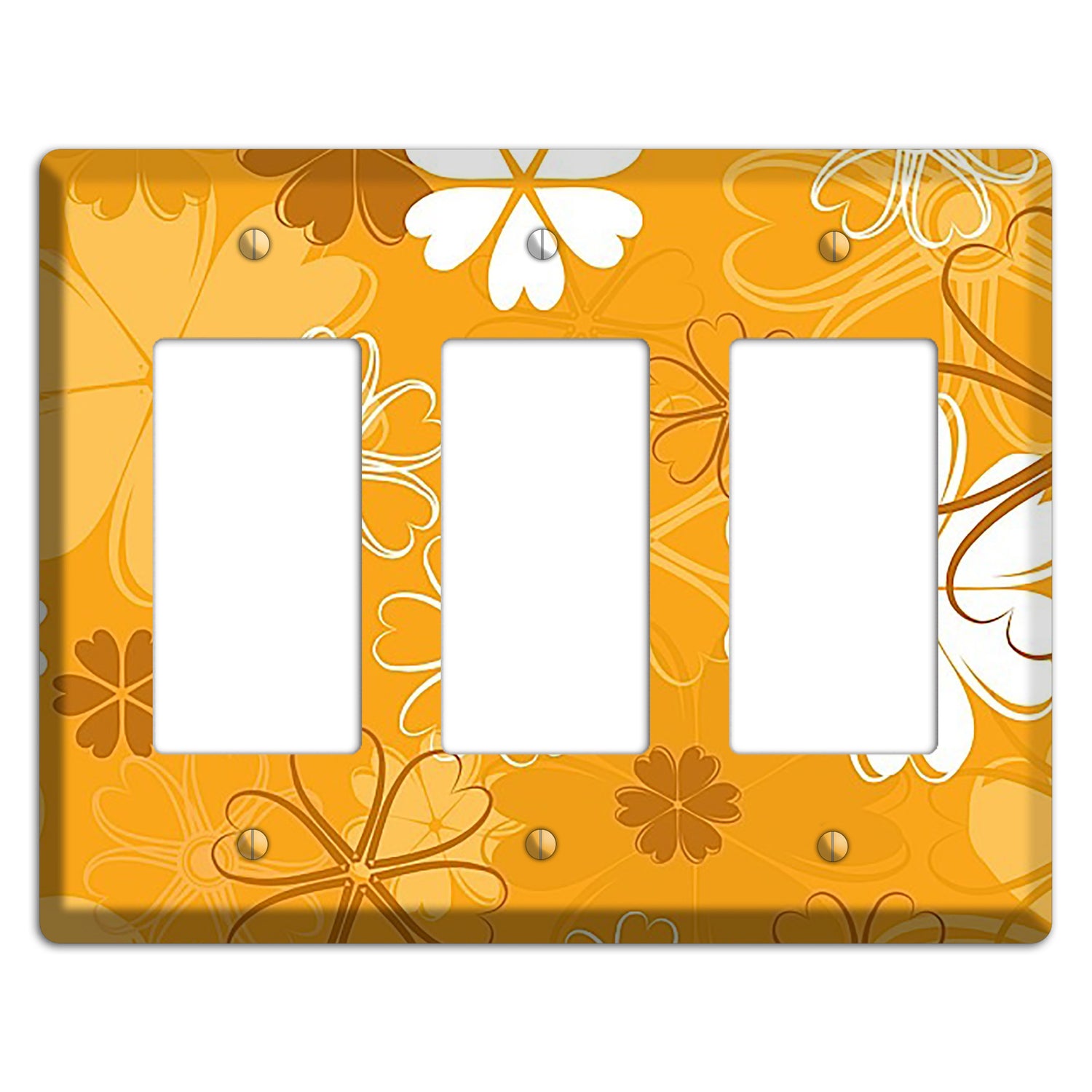 Orange Retro Flowers 3 Rocker Wallplate