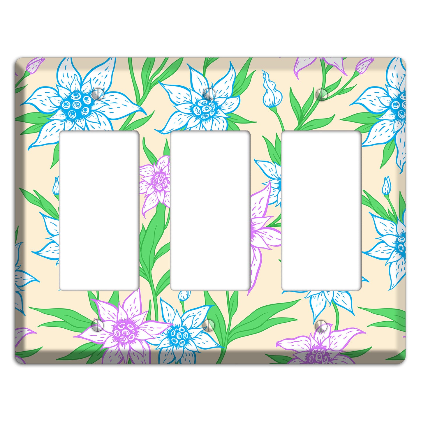 Hand Drawn Flowers Style A 3 Rocker Wallplate