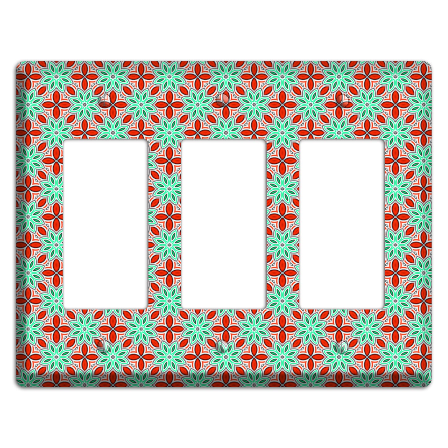 Green and Red Foulard 3 Rocker Wallplate