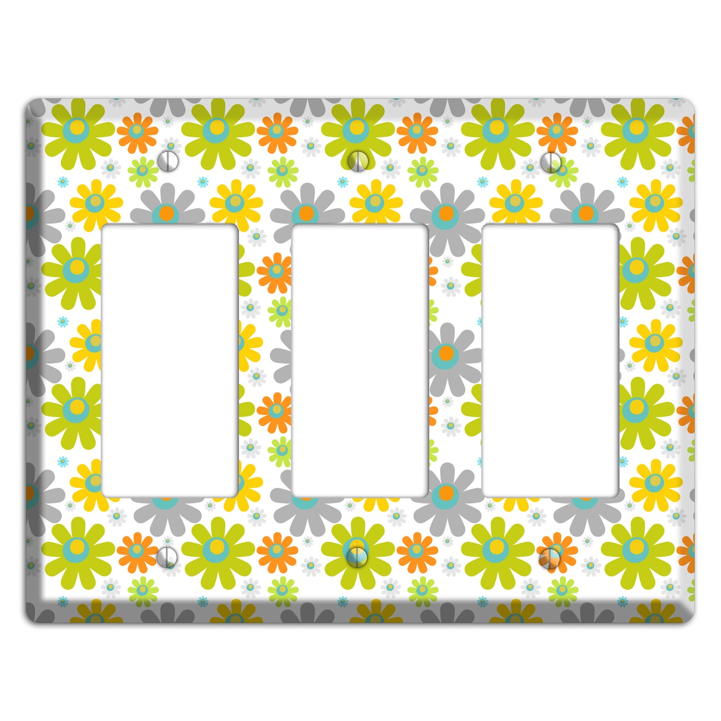 White and Yellow Flower Power 3 Rocker Wallplate