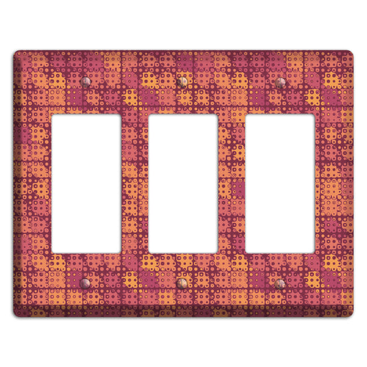 Coral Grunge Squares 3 Rocker Wallplate