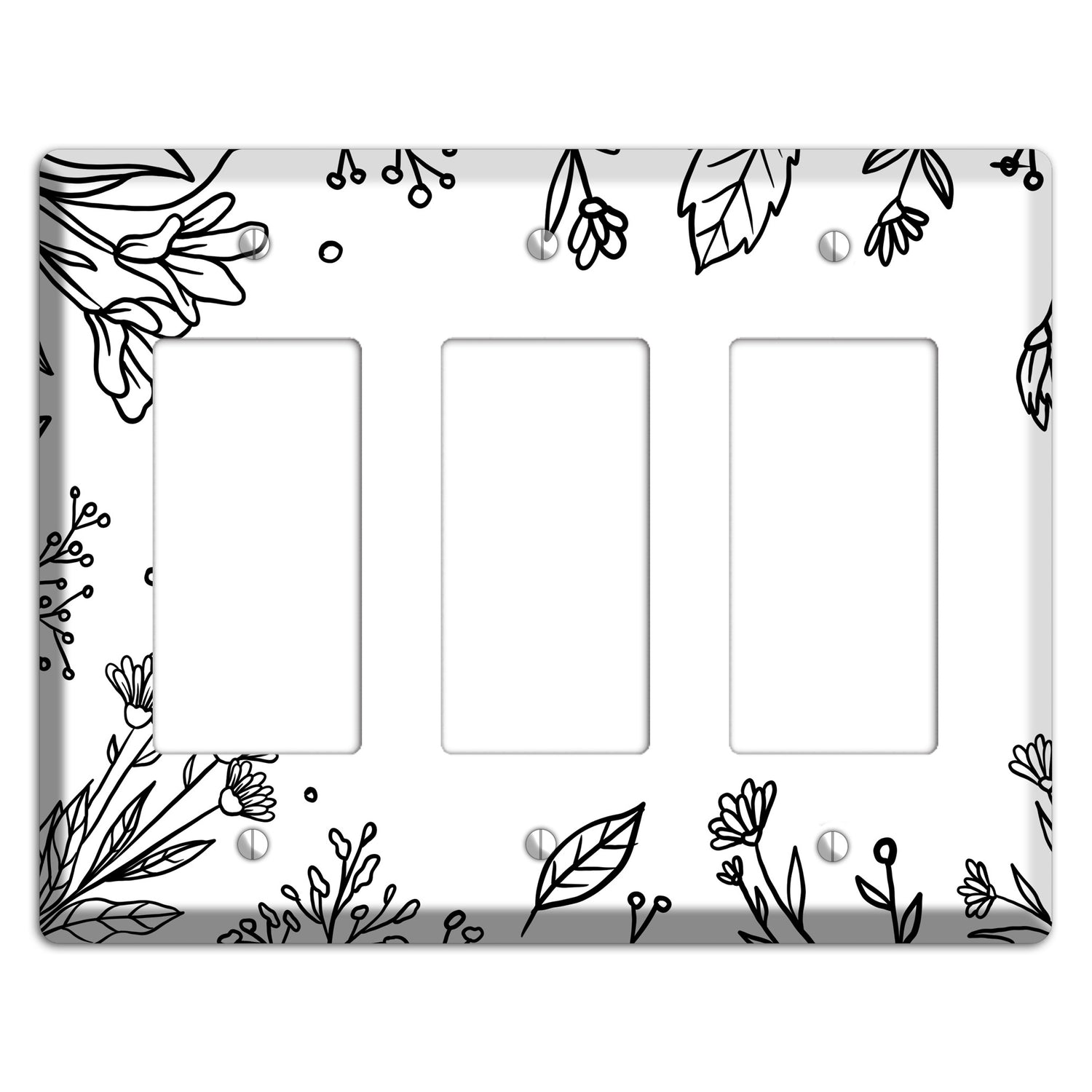 Hand-Drawn Floral 30 3 Rocker Wallplate