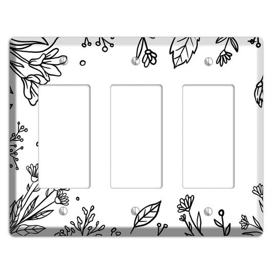 Hand-Drawn Floral 30 3 Rocker Wallplate