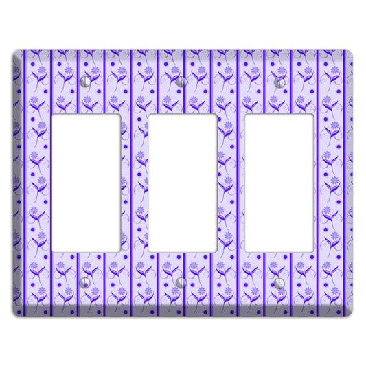 Purple Floral Pattern 3 Rocker Wallplate