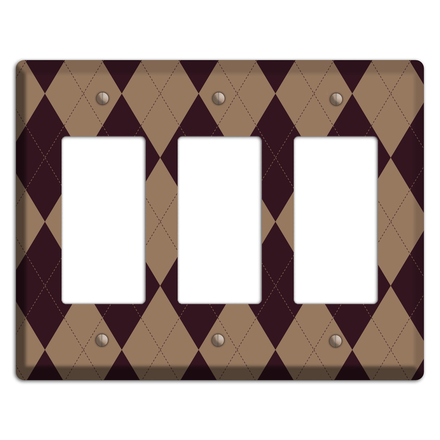 Burguny and Beige Argyle 3 Rocker Wallplate