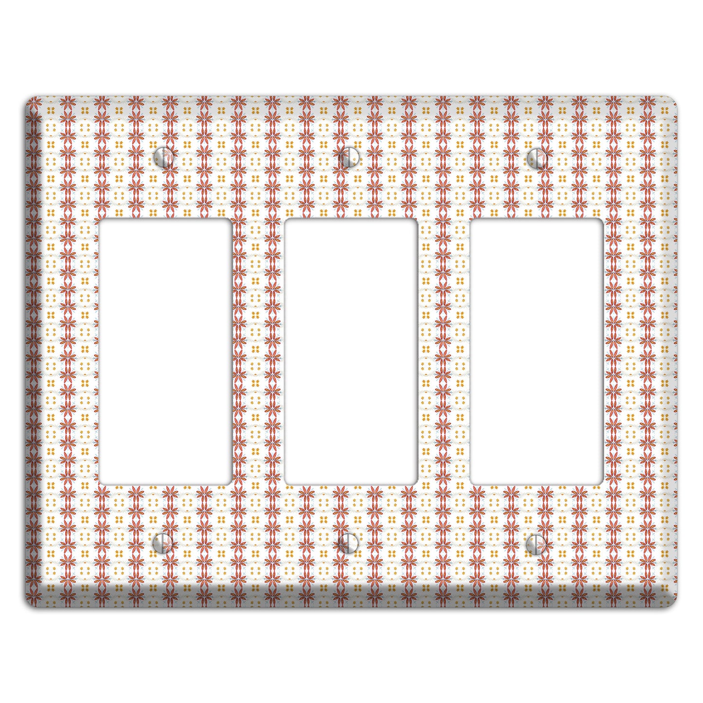 White with Red Smocking 3 Rocker Wallplate