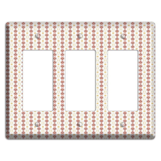 White with Red Smocking 3 Rocker Wallplate