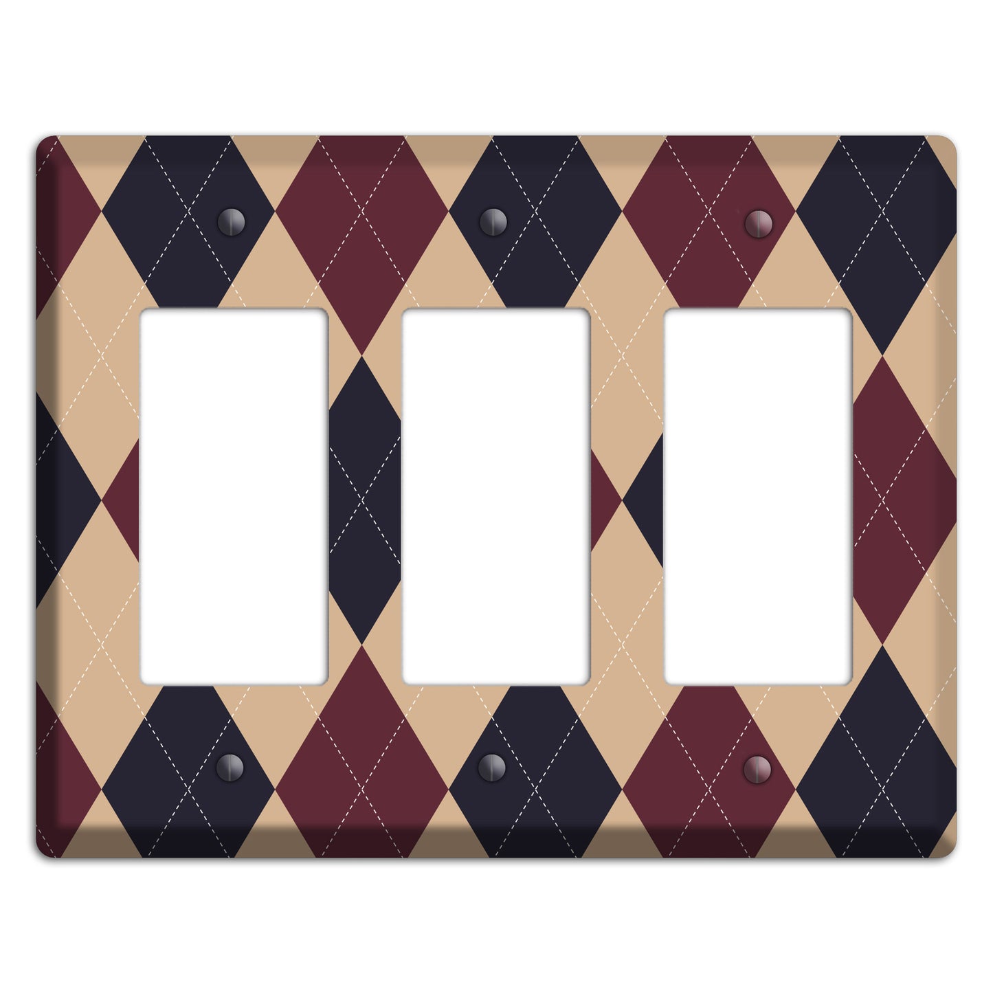 Brown and Tan Argyle 3 Rocker Wallplate