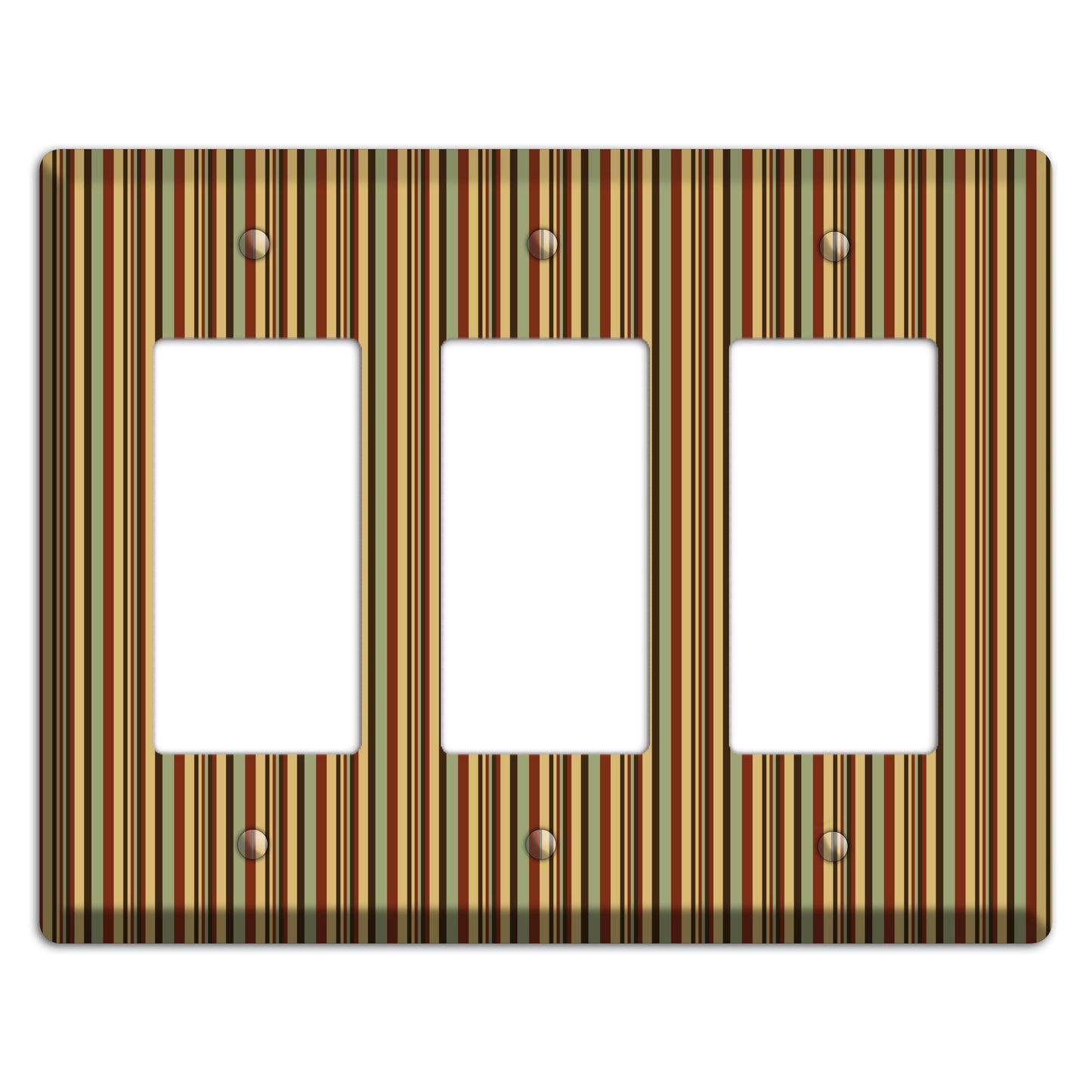 Red and Green Stripes 3 Rocker Wallplate