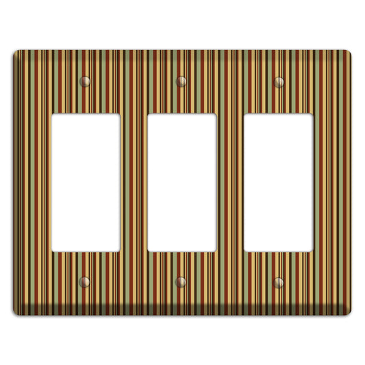 Red and Green Stripes 3 Rocker Wallplate