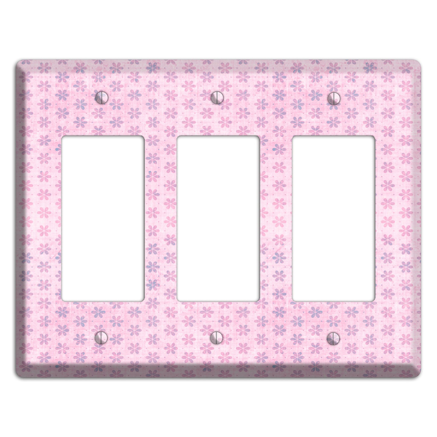 Pink Grunge Floral Contour 3 Rocker Wallplate