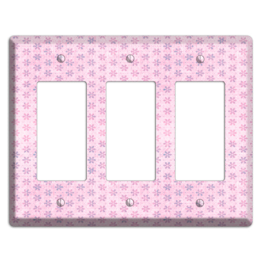 Pink Grunge Floral Contour 3 Rocker Wallplate