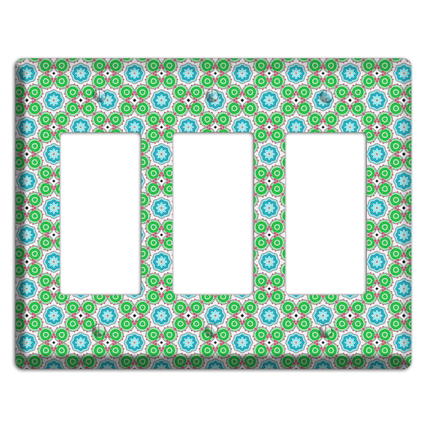 Green and Blue Foulard 3 Rocker Wallplate