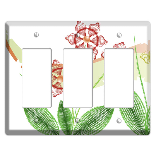 Green Abstract Flowers 3 Rocker Wallplate