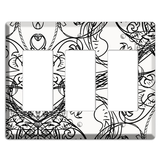 White Deco Sketch 3 Rocker Wallplate