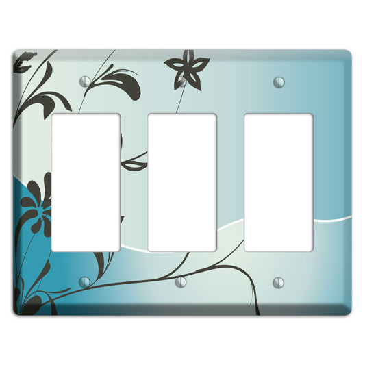 Blue-grey Flowers 3 Rocker Wallplate