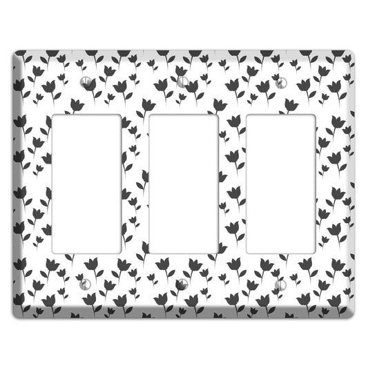 Black and White Tulips 3 Rocker Wallplate