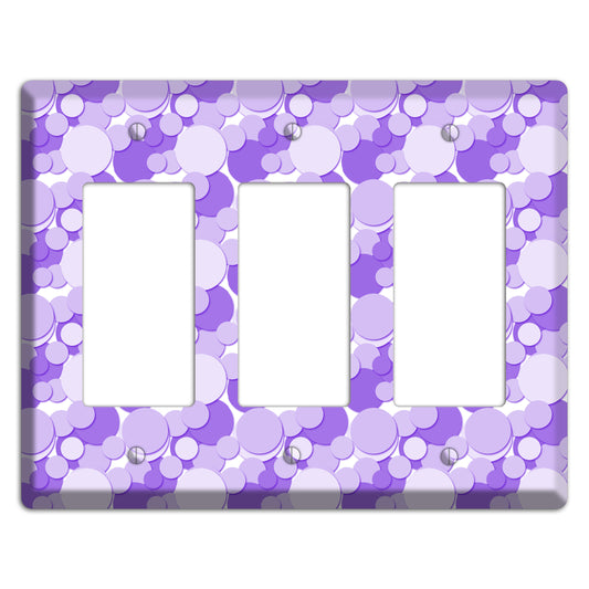 Multi Purple Bubble Dots 3 Rocker Wallplate