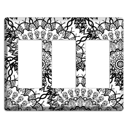 Mandala Black and White Style P Cover Plates 3 Rocker Wallplate