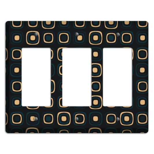 Black and Yellow Rounded Squares 3 Rocker Wallplate