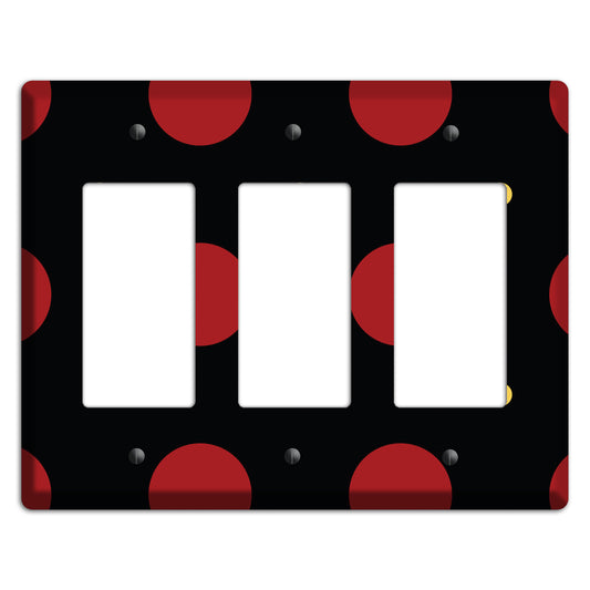 Black with Red and Yellow Multi Tiled Medium Dots 3 Rocker Wallplate