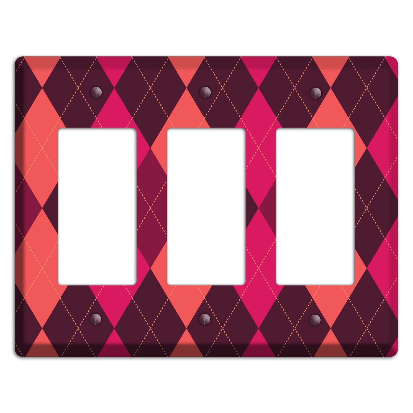 Orange and Pink Argyle 3 Rocker Wallplate