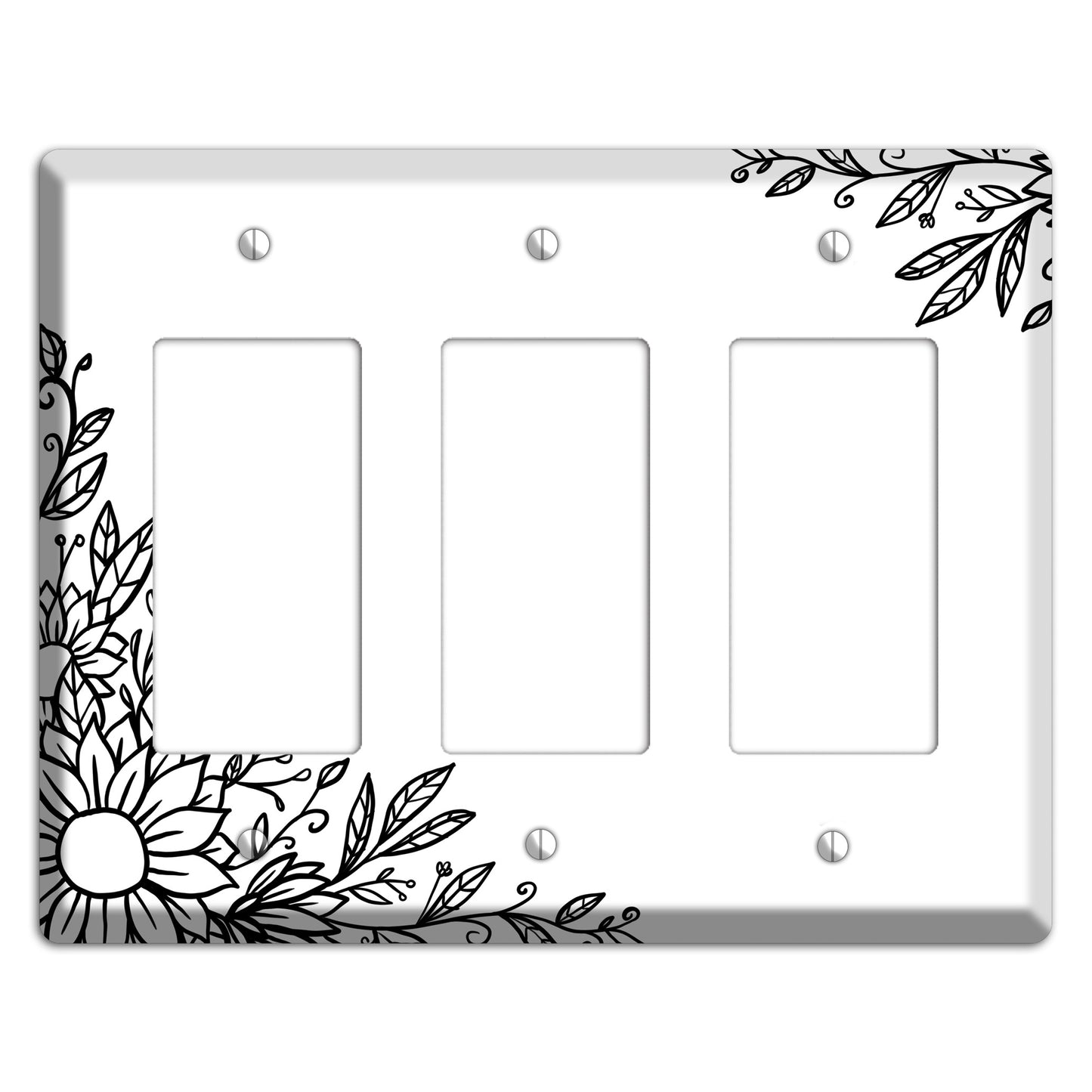 Hand-Drawn Floral 6 3 Rocker Wallplate