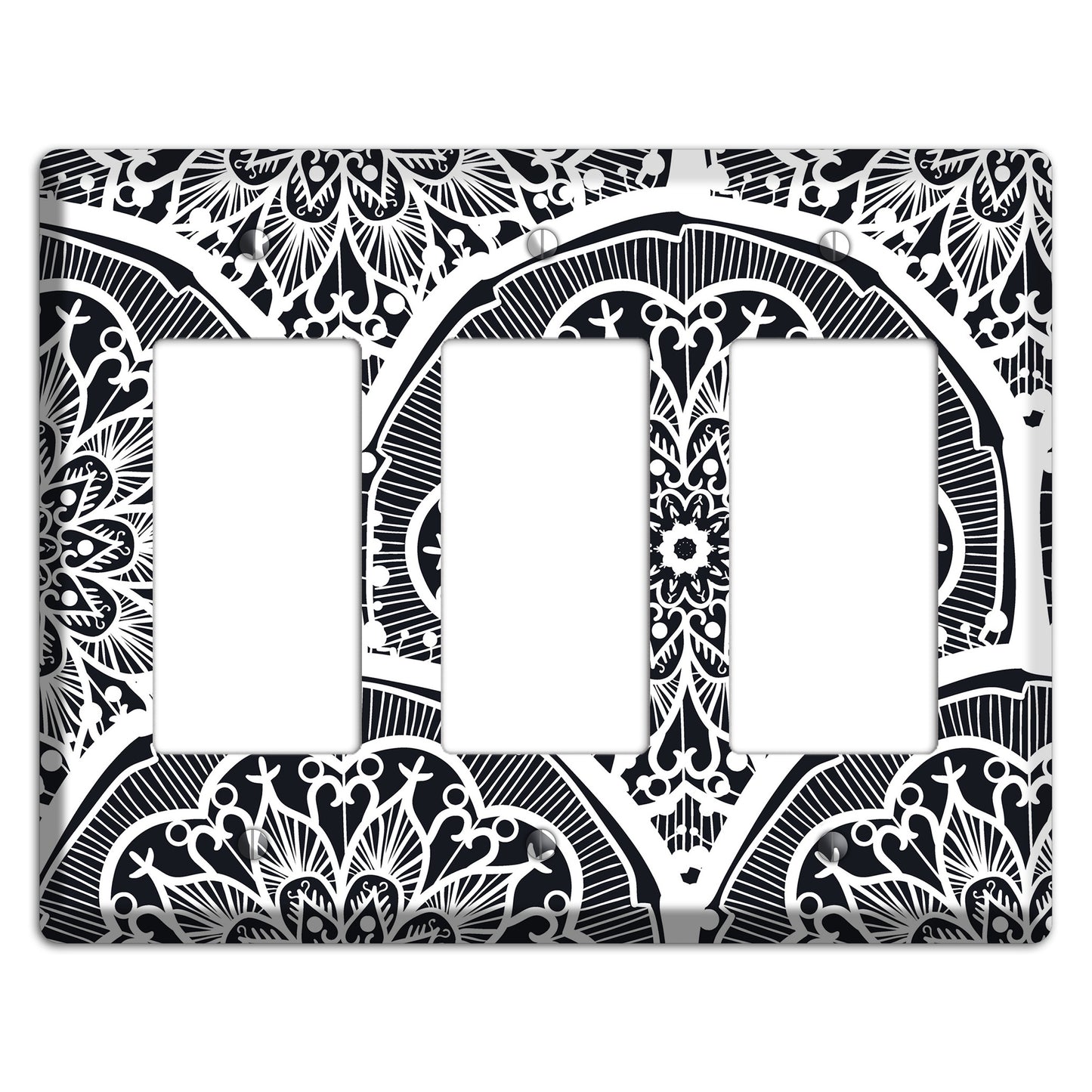 Mandala Black and White Style O Cover Plates 3 Rocker Wallplate