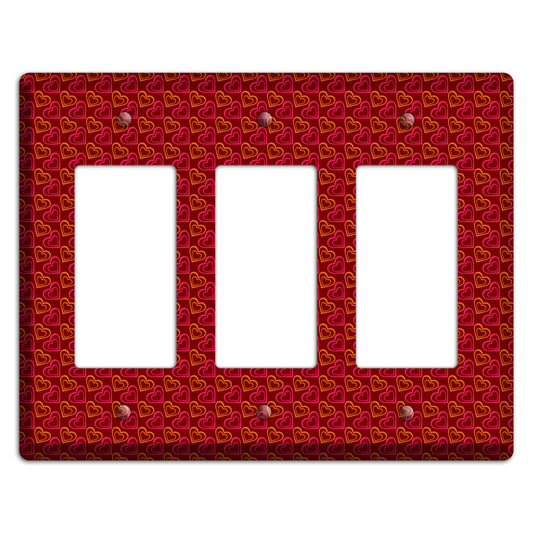 Red and Orange Hearts 3 Rocker Wallplate