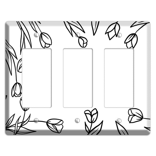 Hand-Drawn Floral 31 3 Rocker Wallplate