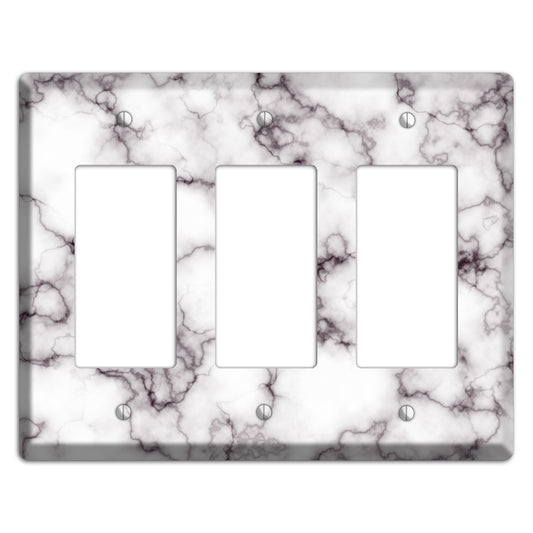 Black Stained Marble 3 Rocker Wallplate