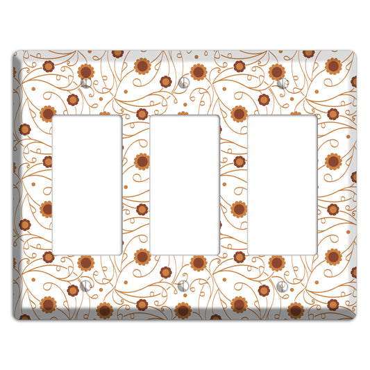 White Vine Floral 3 Rocker Wallplate