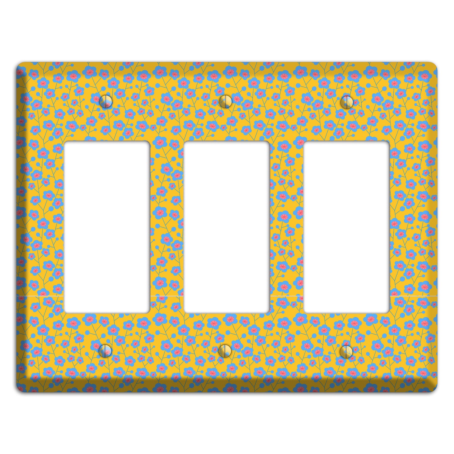 Yellow Blue Pink Calico 3 Rocker Wallplate